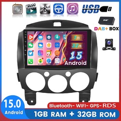 DAB+ Carplay Android 15 Autoradio GPS NAVI WIFI RDS KAM BT Für Mazda 2 2007-2013