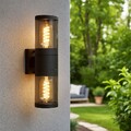 Außenleuchte Wandlampe Fassadenleuchte Edelstahl 2-Flammig Up Down rauch H 38 cm