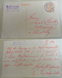 Postkarte WERDER (Havel) 1917: Dr. med. E. SENKPIEHL bestellt Mehlwürmer