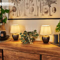 2 er Set Nacht Tisch Leuchten Lampen Stoff Wohn Schlaf Zimmer Beleuchtung modern
