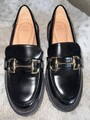 Mokassins Slipper Schwarz Gr. 38 Business Damen Schuhe Givana Schwarz