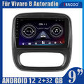 Android 12 CarPlay Autoradio GPS Navi WIFI BT RDS Für Opel Vivaro B Fiat Talento