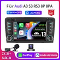 2+64G Für Audi A3 S3 RS3 8P 8V Android 13 Autoradio GPS BT Wifi RDS 9" Carplay
