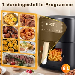 6L Heißluftfritteuse XXL Fritteuse Fritteusen Heißluft Ofen Friteuse Digitale