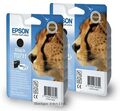 T0711 x2 Schwarz Epson Original Drucker Tintenpatronen Gepard Tinte C13T07114010