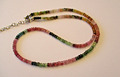 Edelsteincollier, Kette, Multi Turmalin, Button facettiert ca. 45 cm