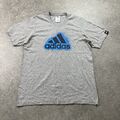 Herren Adidas grau blau grafisches Logo T-Shirt Größe S 