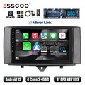 Autoradio DAB+ Carplay Android 13 2+64G GPS Cam Für Benz Smart Fortwo 451 11-16