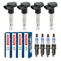4x DELPHI Zündspule +4x BOSCH Zündkerze passend für Honda Jazz II GD_ GE3 GE2