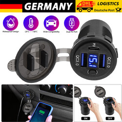 Steckdose QC 3.0 USB Ladegerät Buchse 12V 24V für Motorrad Wasserdicht Auto KFZ