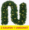 Weihnachtsgirlande mit Beleuchtung Girlande Tannengirlande Weihnachtdeko 270cm