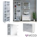 Badmöbel-Set Ilias Weiß Hochglanz Midischrank Hochschrank Vicco