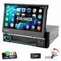 DAB+ 4+64G 1 DIN 7 Zoll Flip Out Android 14 Carplay Autoradio GPS WIFI BT EQ RDS