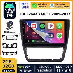 10" 2+32G Android 14 Autoradio Carplay GPS Navi +Kam für Skoda Yeti 5L 2009-2017