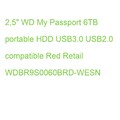 2,5" WD My Passport 6TB portable HDD USB3.0 USB2.0 compatible Red Retail WDBR9S0