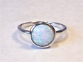 RING Edelstein  FEUER OPAL lab.  WEIß 10mm rund 925 Sterling SILBER Gr. 17
