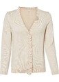 Neu Feinstrickjacke Gr. 44/46 Beige Meliert Damen Cardigan Langarm Strick-Jacke
