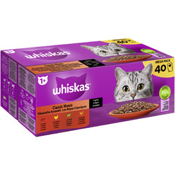 Whiskas Multipack Mega Pack 1+ Klassische Auswahl in Sauce 40 x 85g (10,56€/kg)