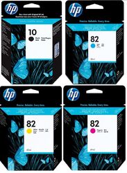 Original HP 10 HP 82 C4844A C4911A C4912A C4913A Designjet 69ml 4er Set Neu !!
