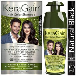 KeraGain Haarfarbe Shampoo (Naturschwarz, 180 ml)