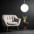 Hängeleuchte Kugelleuchte Pendellampe Deckenpendel Metall Glas opal E27 H 180 cm