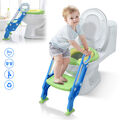 Toilettentrainer Kinder Toilettenstuhl Toilettensitz mit Treppe Rutschfest Grün