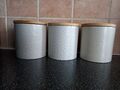 Next 3er Set Keramik Tee Kaffee Zucker Kanister Gläser Geo Prägung Vorratsdosen