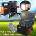 Solar Powerstation Tragbare Generator Solarpanel Ladegerät Kit mit Glühbirnen DE
