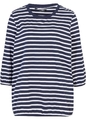 Damen Gestreiftes Bio-Baumwoll Shirt mit 3/4 Ärmeln Gr 36/38 Dunkelblau/Weiß Neu