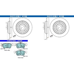 ATE BREMSSCHEIBEN 302mm + CERAMIC BELÄGE HINTEN passend für FORD FOCUS 4 IV MK4HA 302x11mm // Für Fahrzeuge mit Mehrlenkerachse Hinten