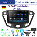 Android 12 Autoradio Carplay GPS Navi BT 32G DAB Kam MIK Für Ford Transit Custom