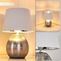 Keramik silber Nacht Tisch Lese Lampen Stoff weiß Wohn Schlaf Zimmer Leuchten 