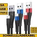 5A Schnell Ladekabel Datenkabel USB TYP-A zu TYP-C Knickschutz Kabel Knickschutz