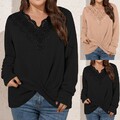 Übergröße Damen Elegant V-Neck Oberteile Tunika Langarm T-Shirt Hemd Bluse Tops