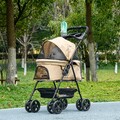 PawHut Hundewagen Pet Stroller für kleine Hunde und Katzen Khaki