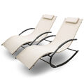 Gartenliege Sonnenliege Schwungliege Relaxliege Liegestuhl Beige 2x Lacestone®