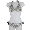 Lucky Brand Bikini Badeanzug Häkel-Overlay Bohemian Triangel seitlich binden Unterteil M