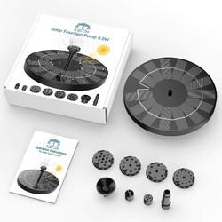 AISITIN 3.5W Solar Springbrunnen für Außen (φ180mm) mit 4 Stützstangen,6 Düsen