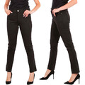 Damen Leggings Jeggings Treggings Stretch Hüft Skinny Röhren Hose Schwarz M-4XL