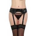 Sexy Damen Lack Strapse Strapsgürtel Strumpfhalter Schwarz #UW450