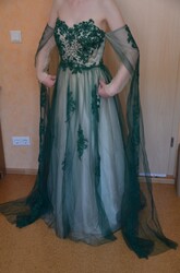 Ballkleid Abendkleid Abschlussballkleid mit langen Ärmeln grün