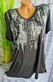 Sheego Damen Shirt Sportshirt Funktionsshirt Schwarz weiß Kurzarm 139 (956) NEU