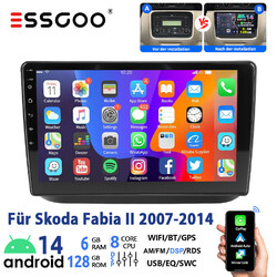 CarPlay 6+128G 8Core 10" Android 14 Autoradio Für Skoda Fabia 5J 07-14 GPS Navi