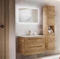 ARUBA 3-teilige Badkombination 80cm | Waschplatz, Spiegel & Schrank | Goldeiche