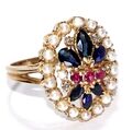 Ring Gold Saphire Rubine 0,52 Diamanten 0,12 Franklin Mint 585/14K Gr.60/19,1mm