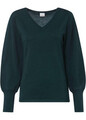 Pullover mit Ballonärmeln Gr. 40/42 Tiefgrün Damen Langarm Strick-Pulli Neu