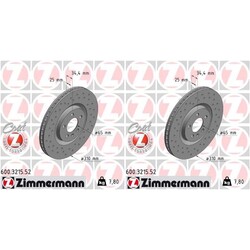 2x ZIMMERMANN SPORT BREMSSCHEIBEN 310mm GELOCHT VORNE passend für AUDI A1 SEAT I
