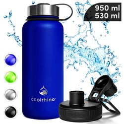 coolrhino Trinkflasche Edelstahl 1L Wasserflasche Isolierflasche BPA freiThermo Flasche 530ml mit Sportdeckel & Edelstahldeckel