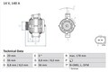 BOSCH 0 986 046 180 Lichtmaschine Generator 140A 14V für VW GOLF VI (5K1)