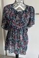 Damen Bluse -Tunika Blau-Rot-gemustert Gr. M